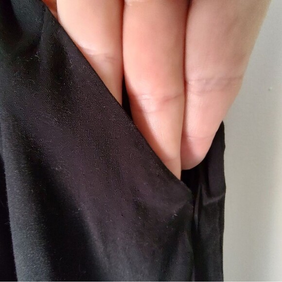 Wide Legged Draped Swishy Black Elastic Waist Drawstring Pants Size L - Picture 5 of 7